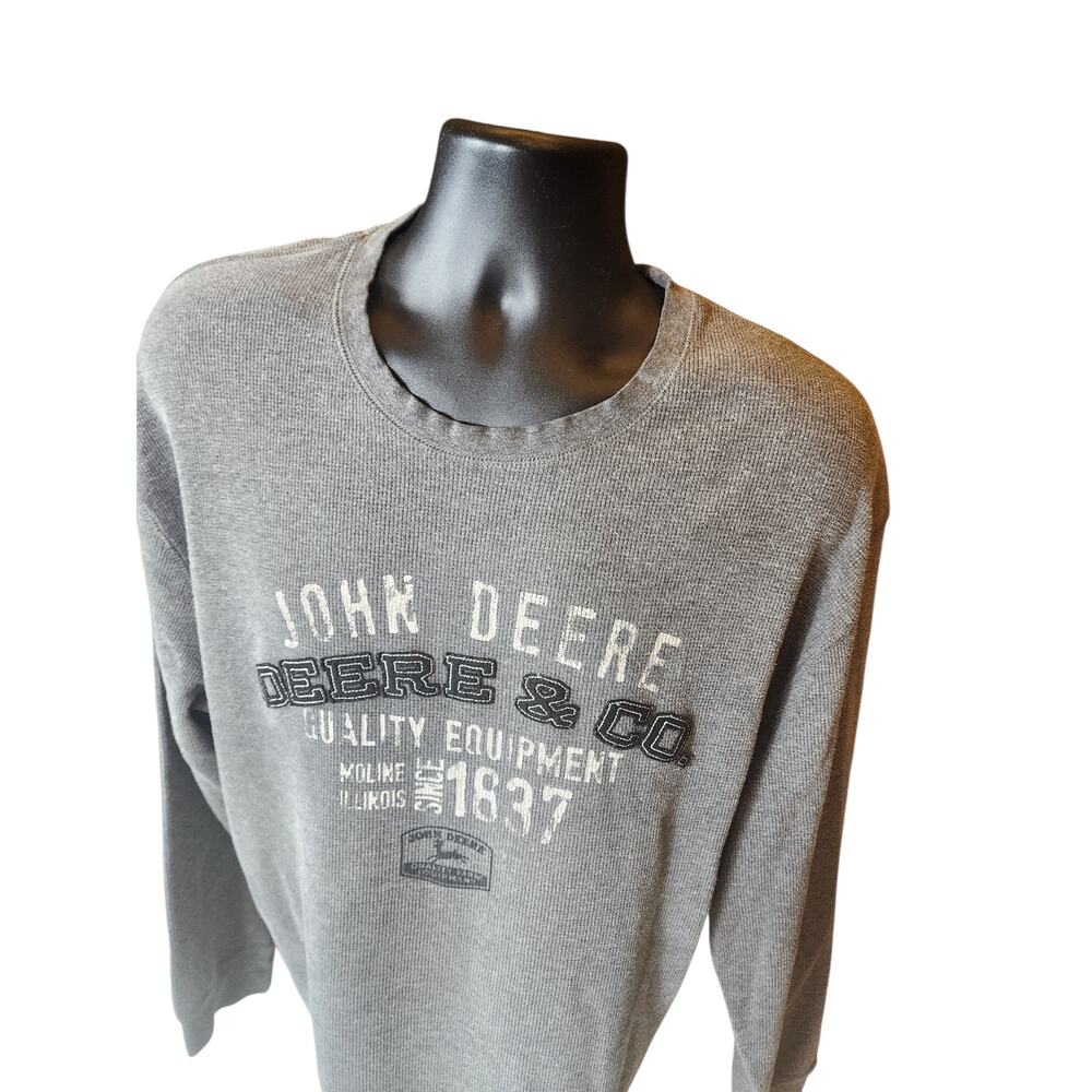 John Deere Long Sleeve Shirt Mens XXL Thermal Waffle Knit Crewneck Casual 1837 - Picture 9 of 9